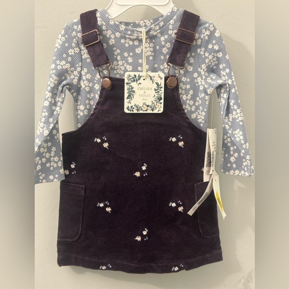 Chelsea & Violet Baby 2 piece 12 Month Overall Dress & Blouse NWT